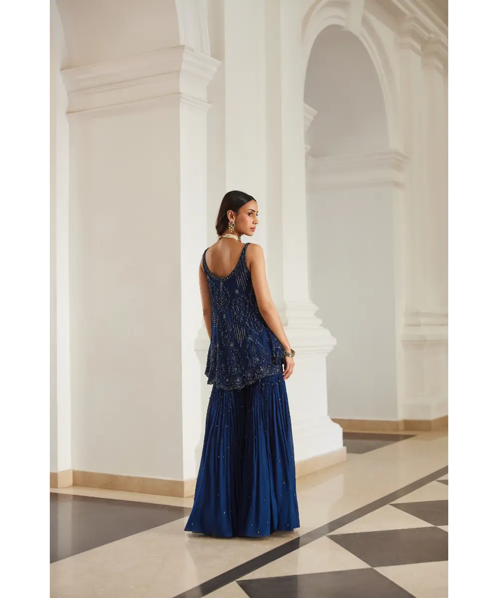 SANYA GULATI - Teal Blue Biased Kurta With  Sharara